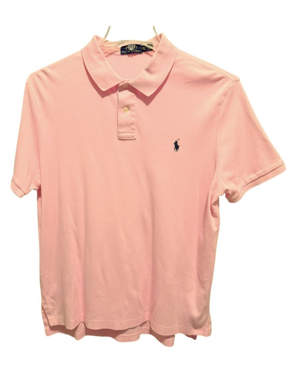 Polo Ralph Lauren Mens Large Pale Pink Short Sleeve Cotton Polo Shirt Preppy